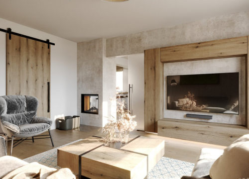 Návrh interiéru - Návrh interiéru obývacího pokoje RD Opatovice - 2