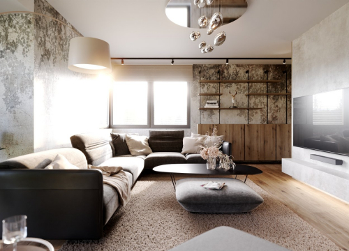 Návrh interiéru - Návrh obývacího pokoje RD Bruntál - 1