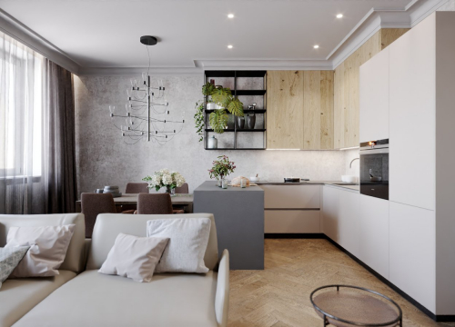 Návrh interiéru - Návrh interiéru kuchyně s jídelnou Byt Přerov - 1