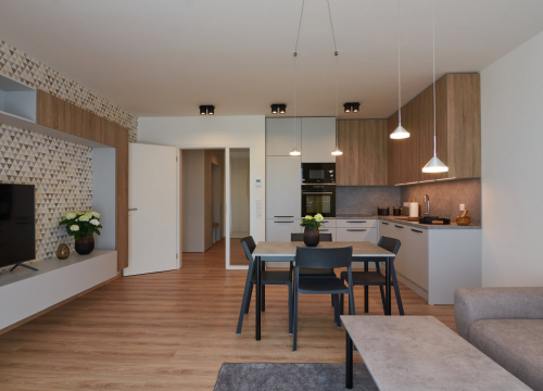 Realizace interiéru - Realizace interiéru obývacího pokoje s kuchyňským koutem Vila Park byt IV - 4
