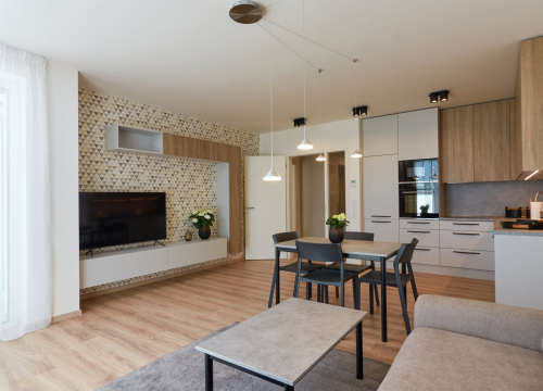Realizace interiéru - Realizace interiéru obývacího pokoje s kuchyňským koutem Vila Park byt IV - 5